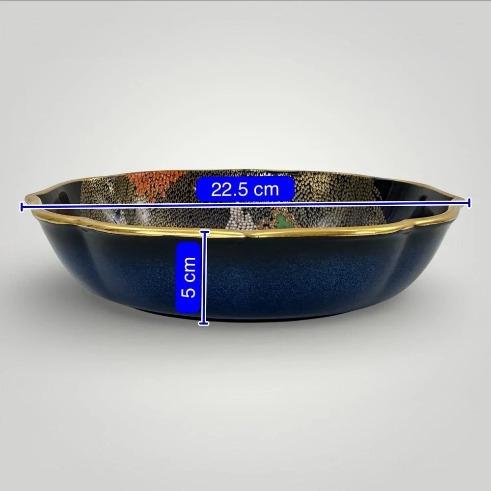Vintage Carlton‎ Ware Bleu Royal New Stork Ceramic Bowl Blue Gold 22.5cm England